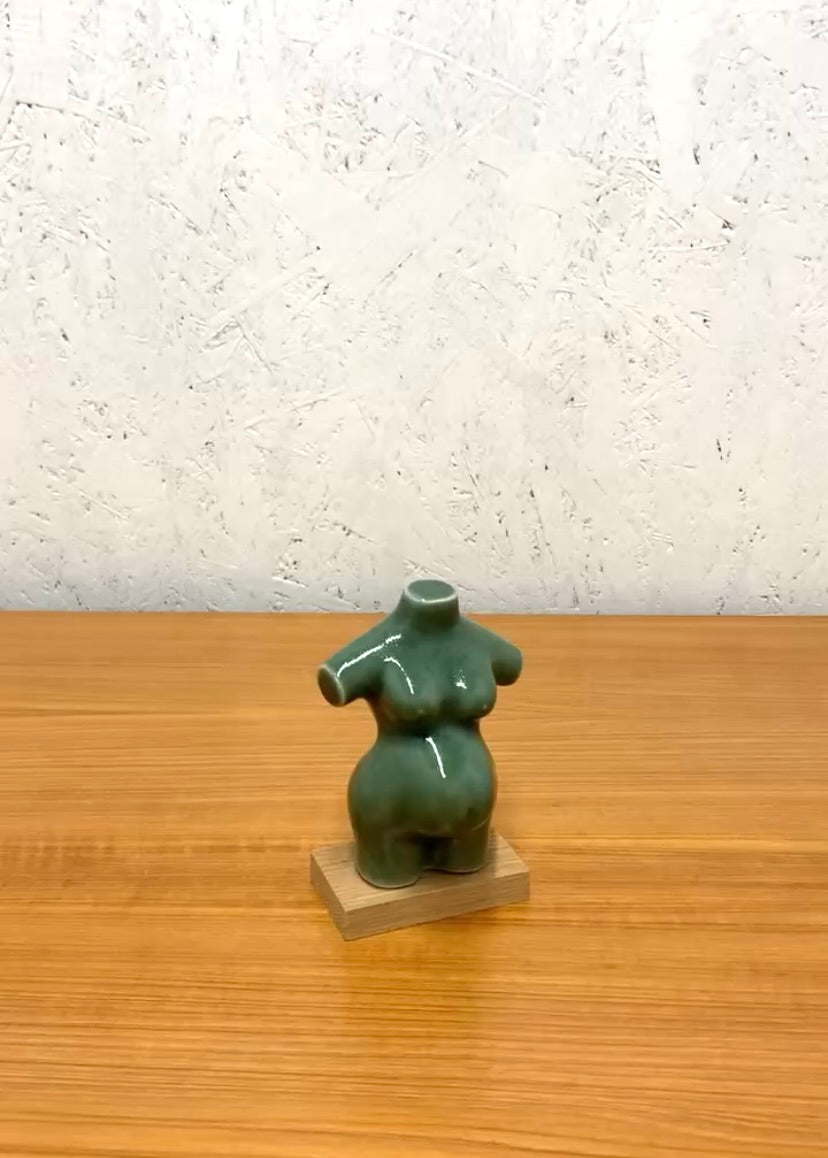 “Saga” Green Ceramic Bust by Elinkeramik, Oskarshamn, Contemporary