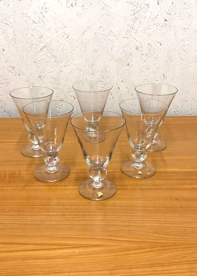 6 Art Deco Wine Glasses by Gulli, Skrufs Glasbruk, Sweden, 30’s