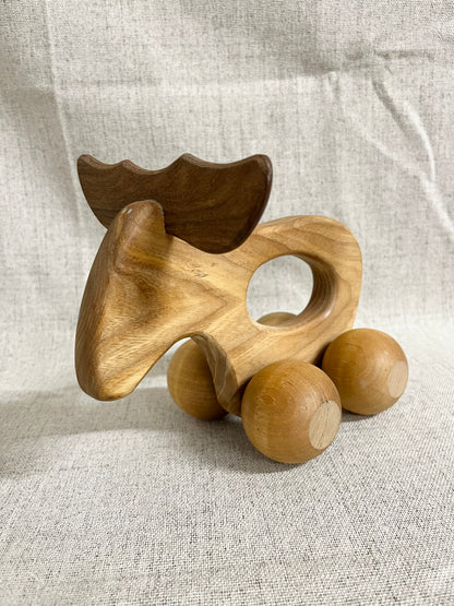 Wooden moose massage roller