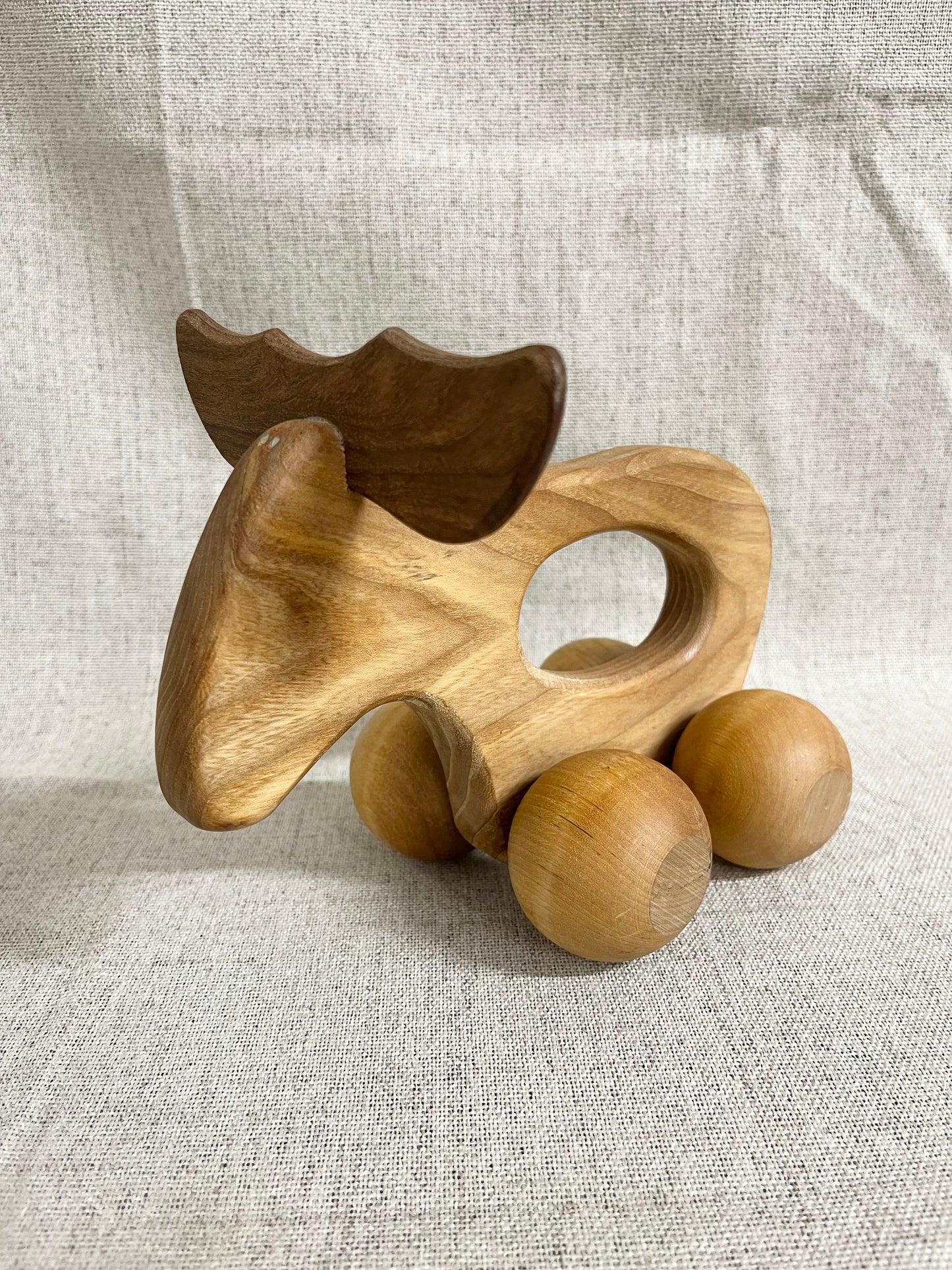 Wooden moose massage roller